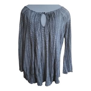 Lucky Brand Grey Patterned Long-Sleeve Keyhole Tunic